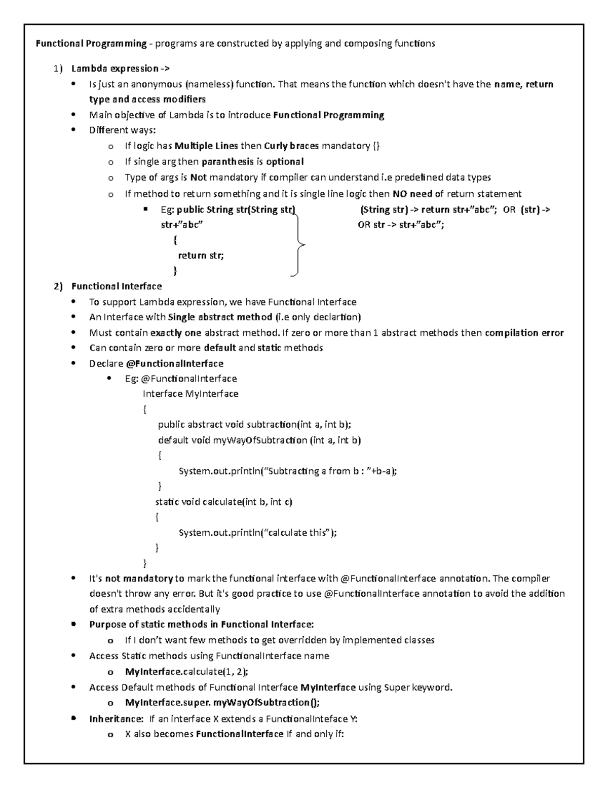 Java 8 - my notes Manoj - java 8 Lambda, Functional interface ...
