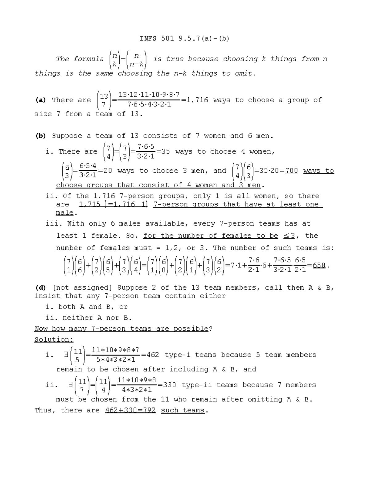 9.5 - study material of discrete maths - INFS 501 9.5(a)-(b) The ...