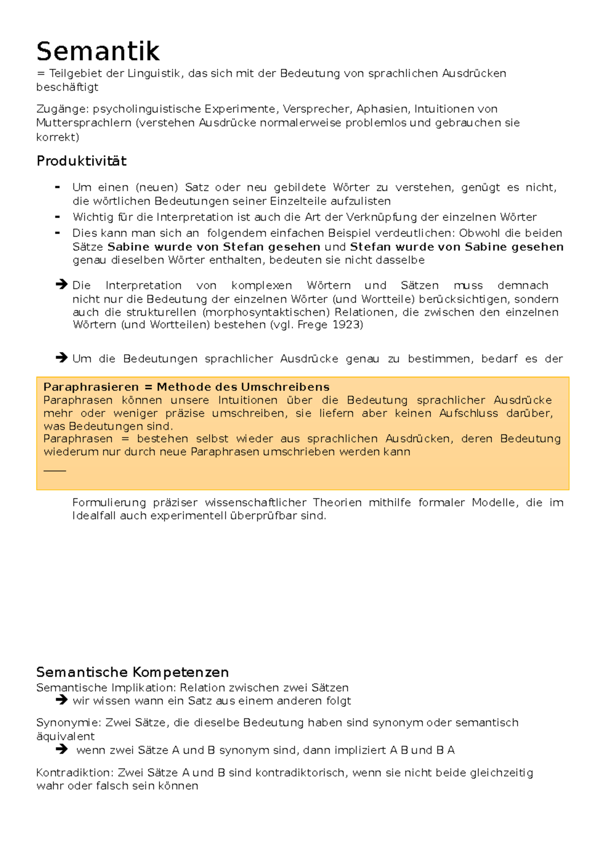 Semantik - Semantik = Teilgebiet Der Linguistik, Das Sich Mit Der ...