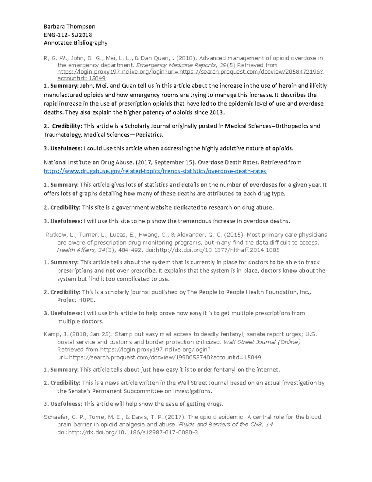 ENG-112- Annotated Bibliography - Barbara Thompson ENG-112- SU ...