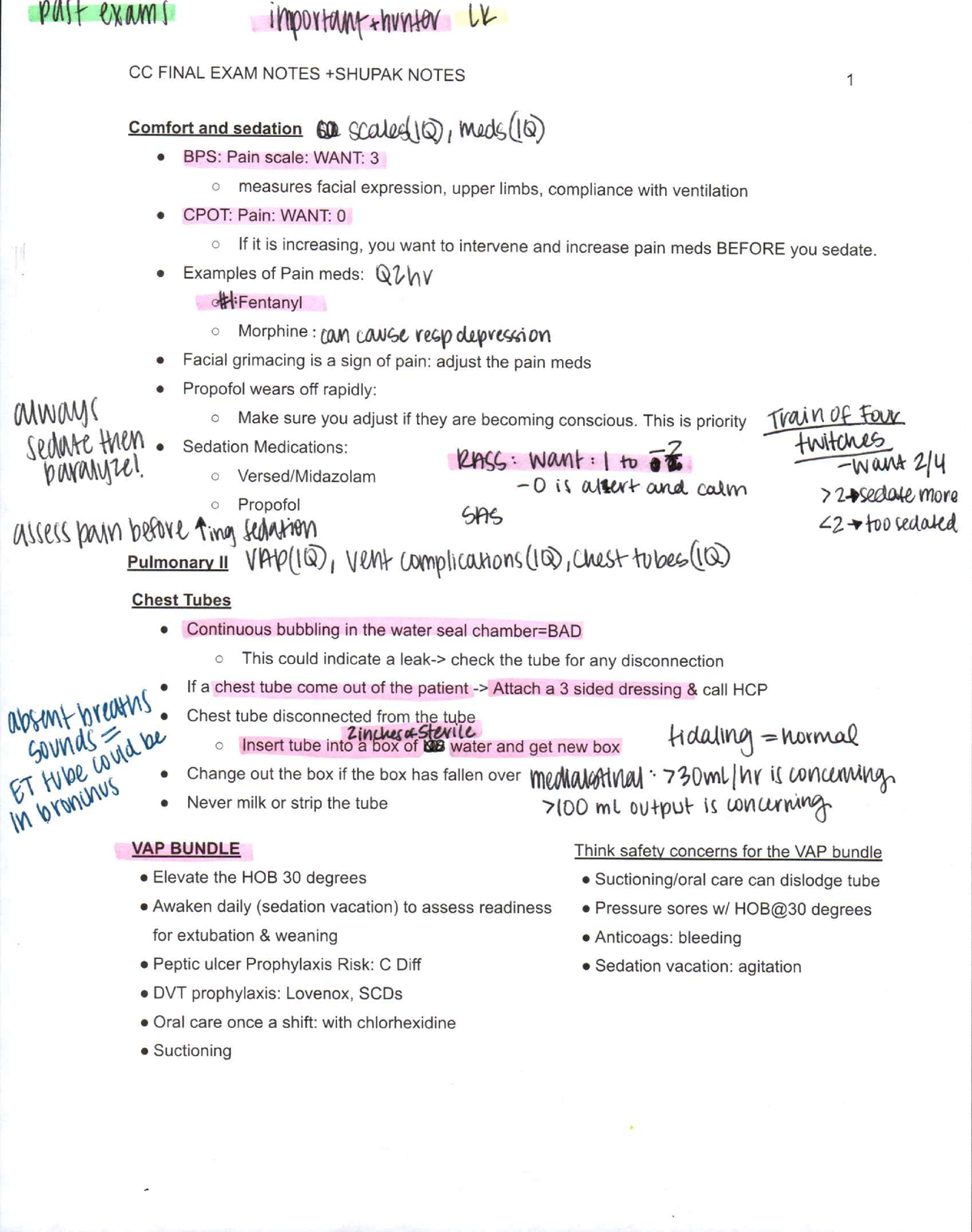 critical care nursing final exam questions