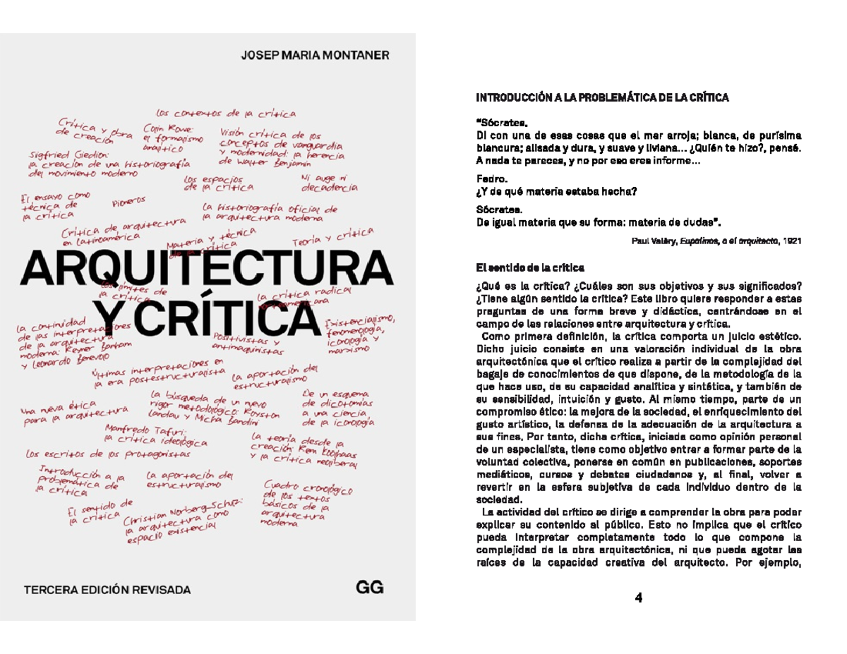 Montaner, Josep María. Arquitectura y crítica - Teoría - Udelar - Studocu