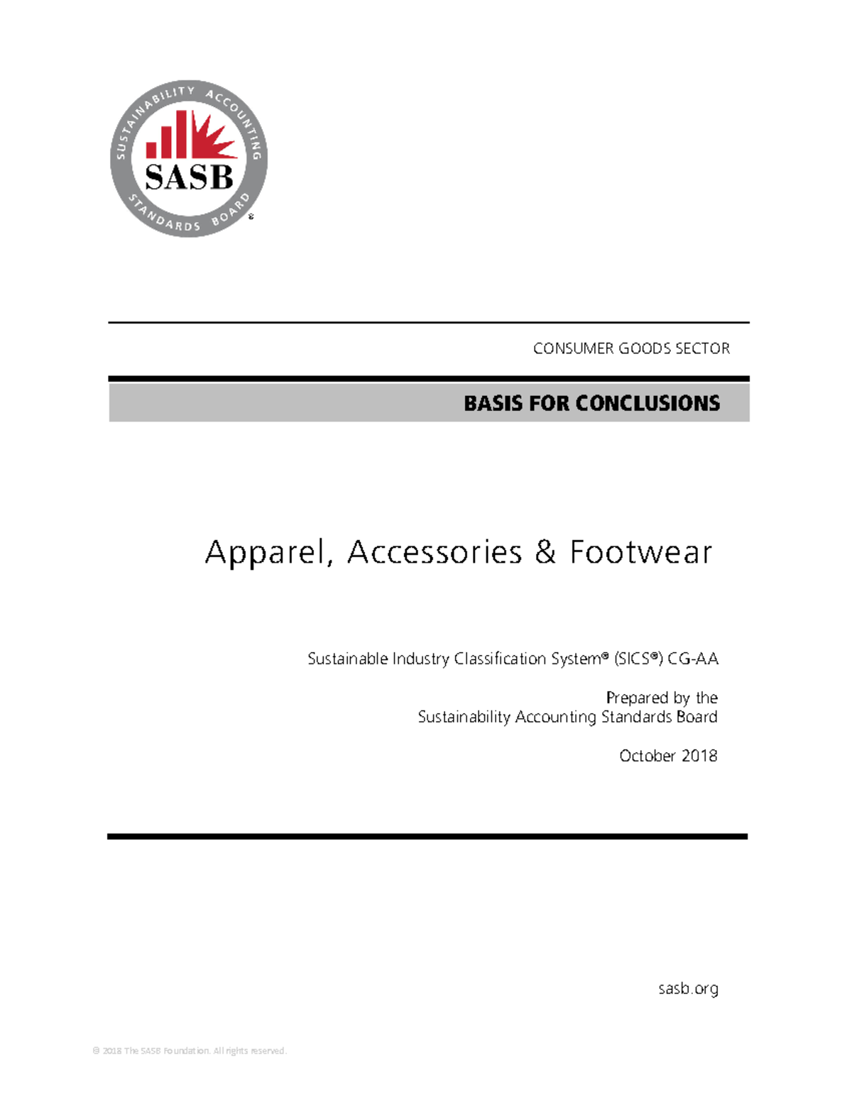 Apparel Accessories Footwear BFC SASB 2018 Consumer Goods main © 2018