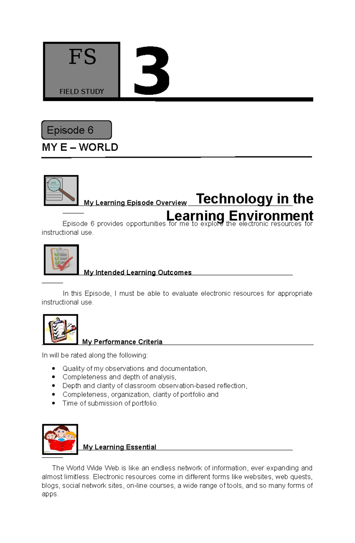 Fsc 3 episode 6 Compilation doc - MY E – WORLD My Learning Episode ...