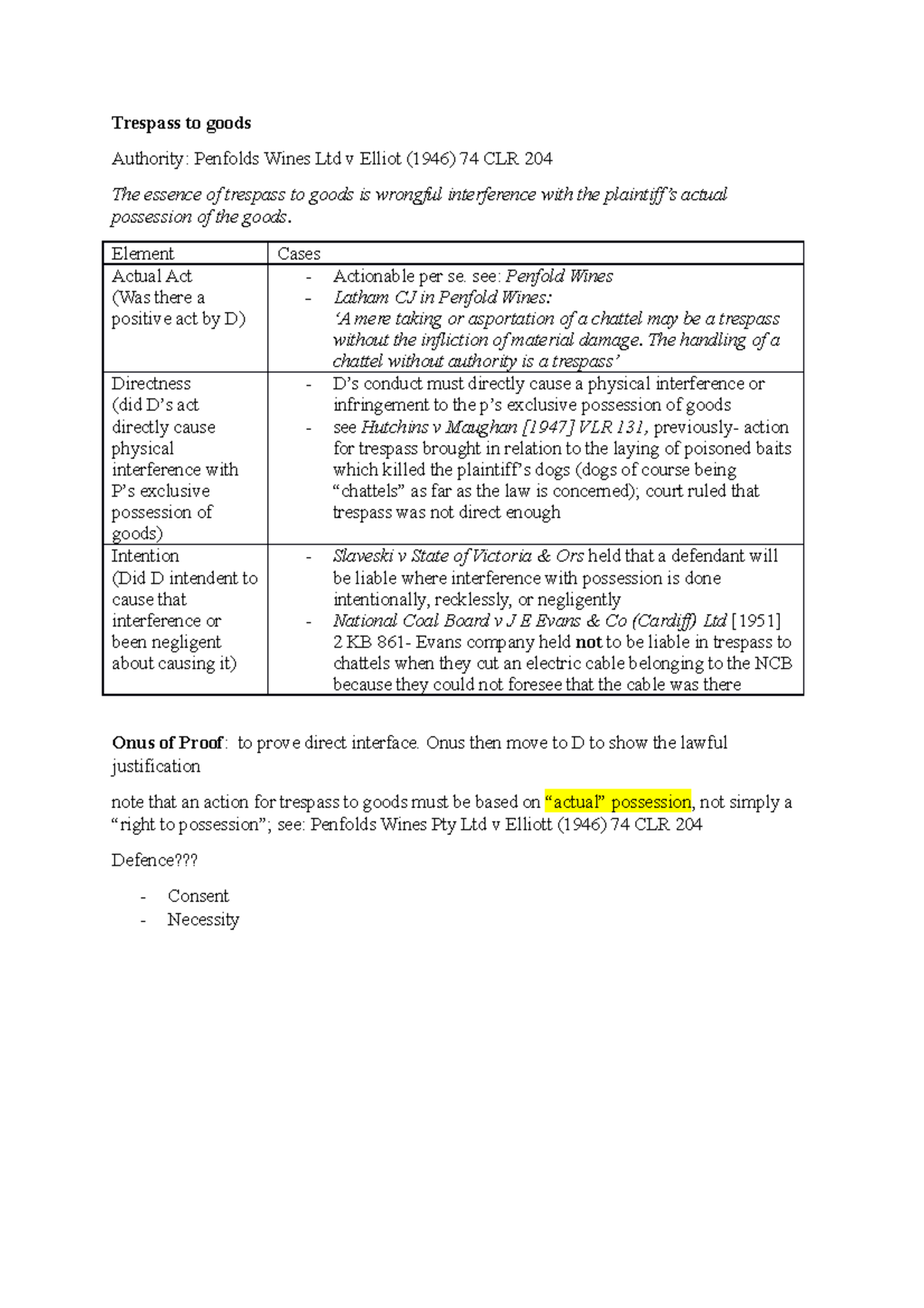 torts-sem-1-summary-trespass-to-goods-trespass-to-goods-authority