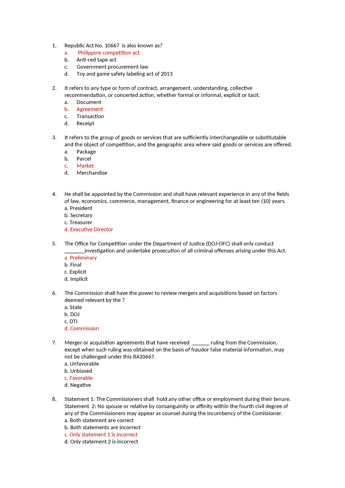 PH Competition ACT - Republic Act No. 10667 Is Also Known As? A ...