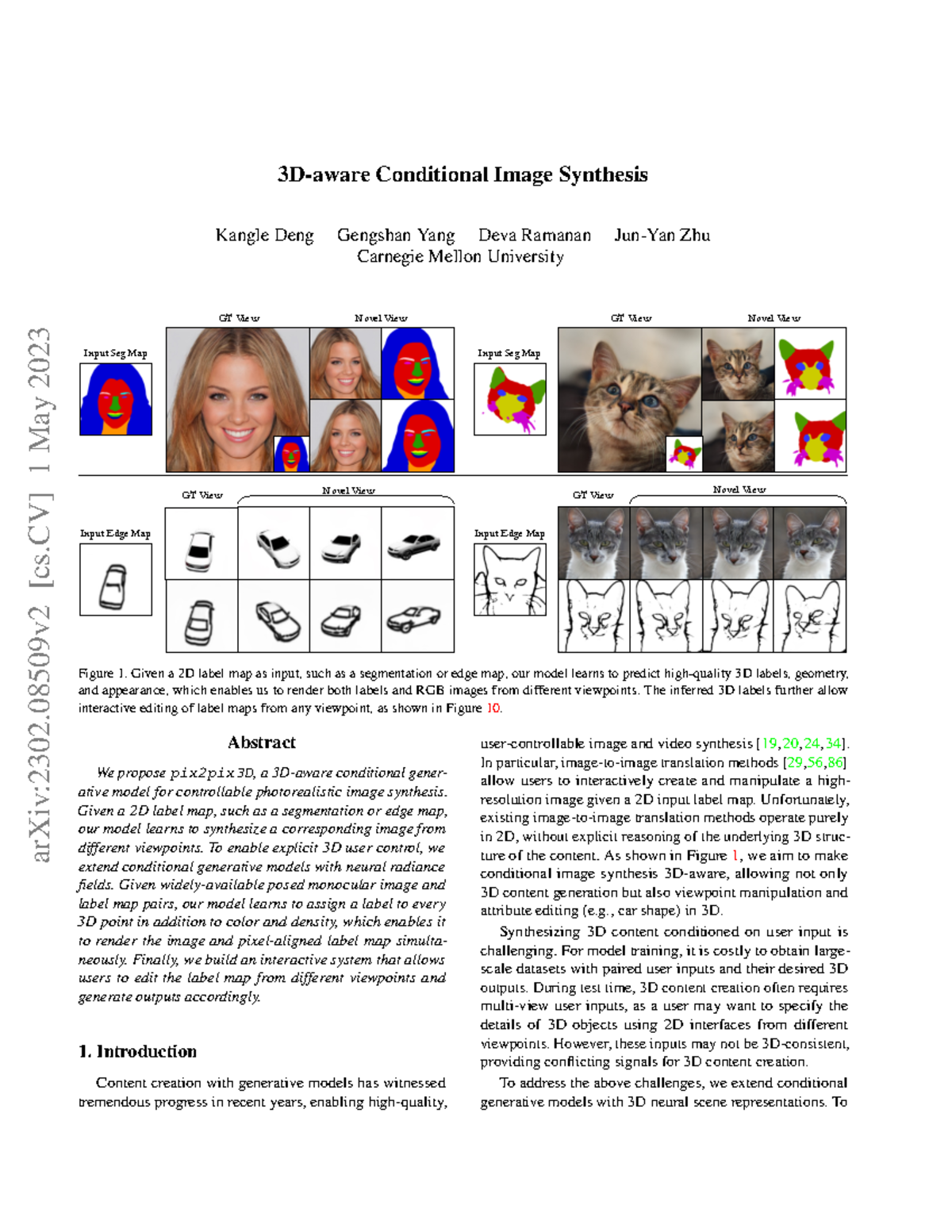 Paper - read carefully - 3D-aware Conditional Image Synthesis Kangle ...
