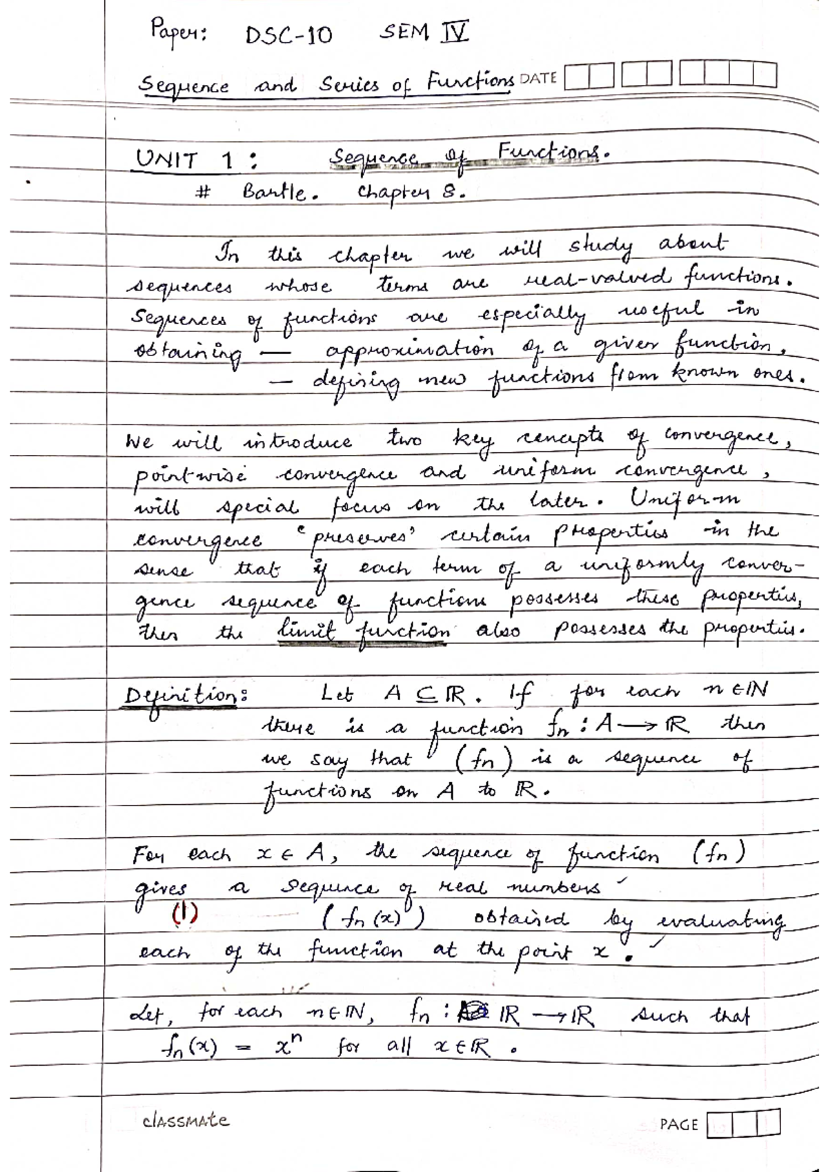 Sequence of functions 1 - Studocu