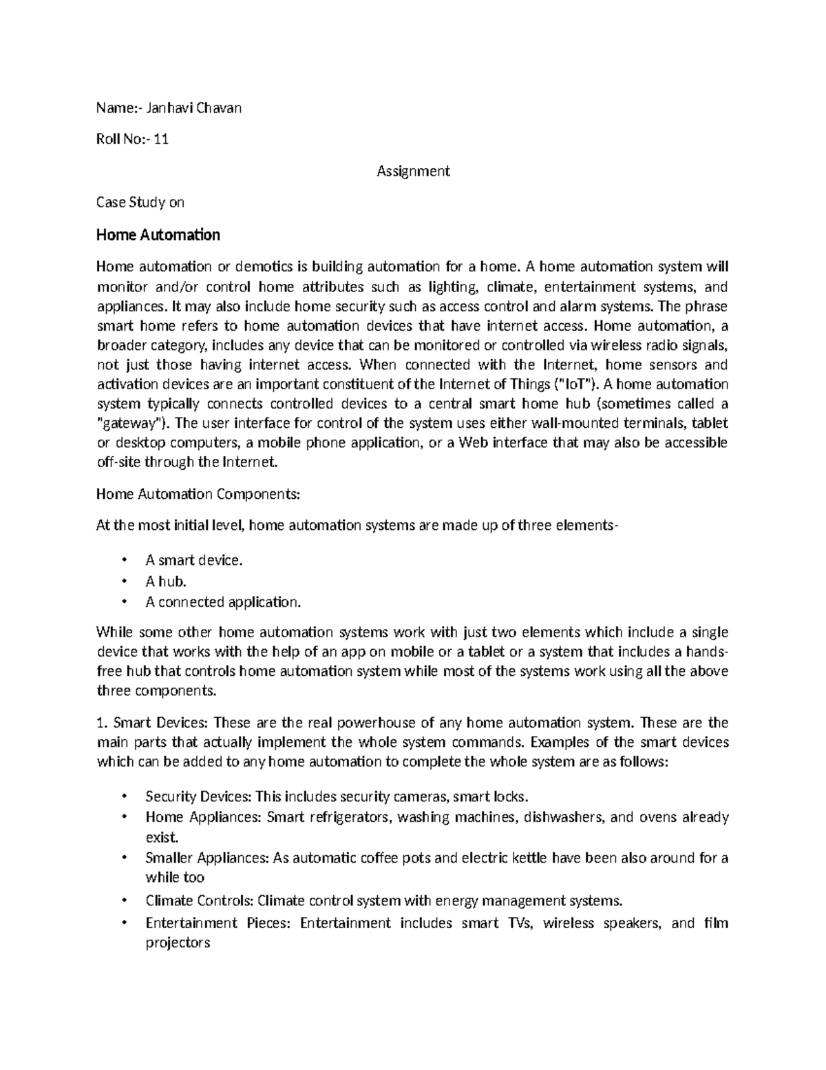 Iot Assignment Final 1 - Name:- Janhavi Chavan Roll No:- 11 Assignment 