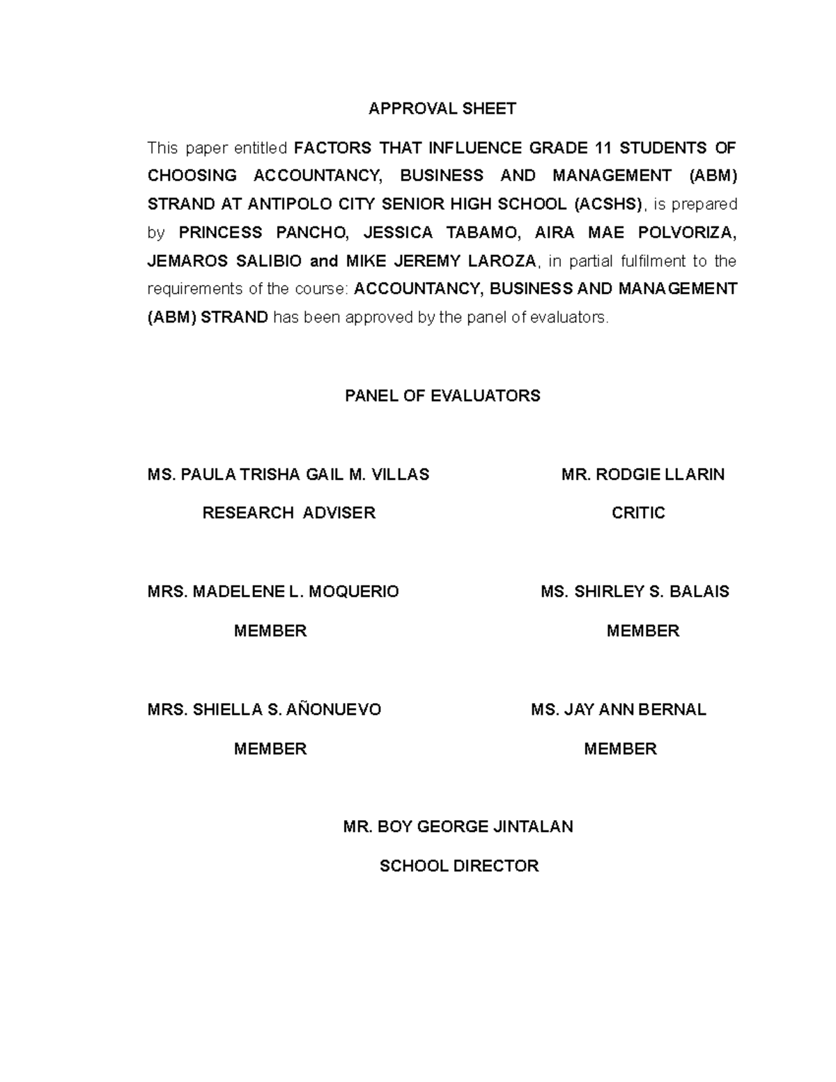 Approval Sheet TO HELP STUDENTS APPROVAL SHEET This paper entitled