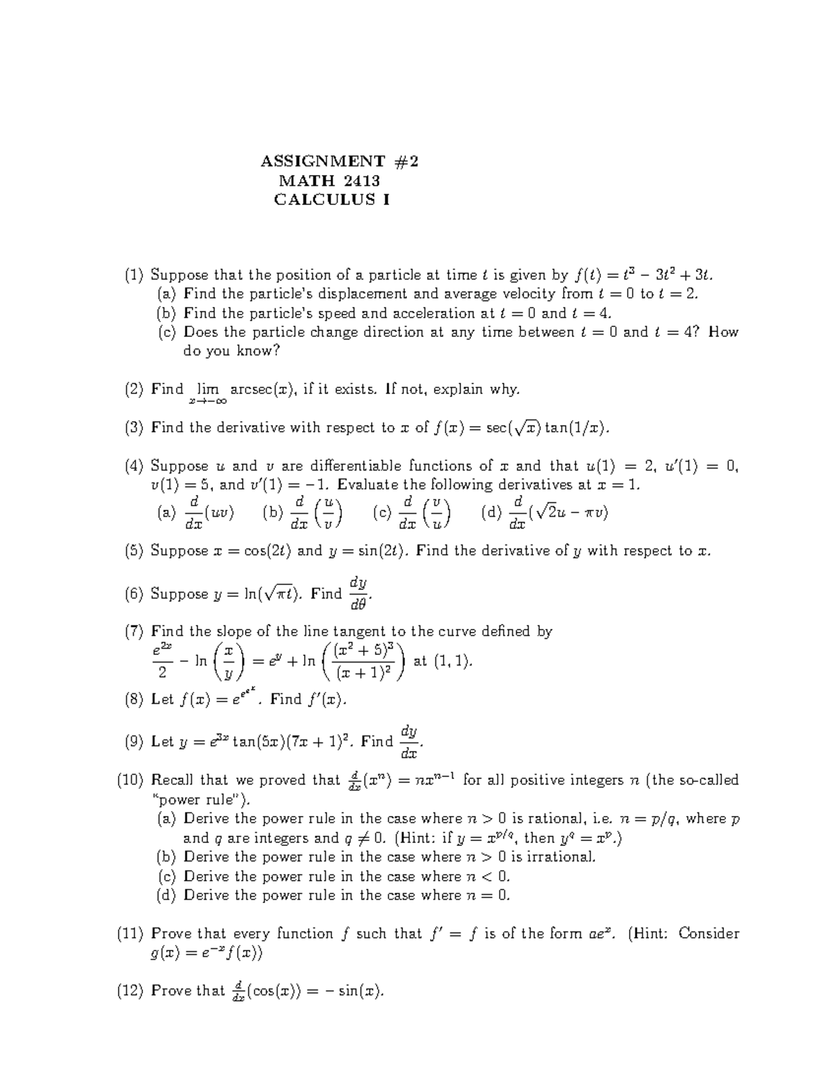 calculus 1 homework