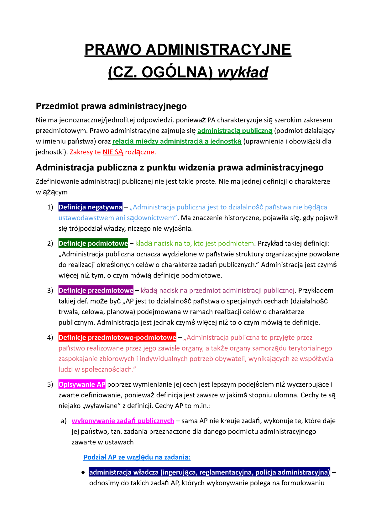 Prawo-administracyjne-wykład - PRAWO ADMINISTRACYJNE (CZ. OGÓLNA ...