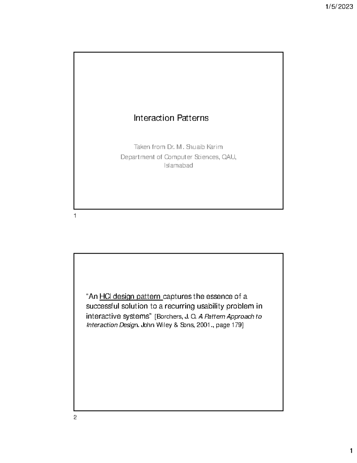 8-Interaction Pattern - Interact ion Patterns Taken from Dr. M. Shuaib ...