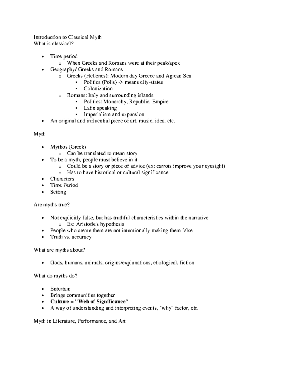 cc303-unit1-notes-introduction-to-myth-introduction-to-classical