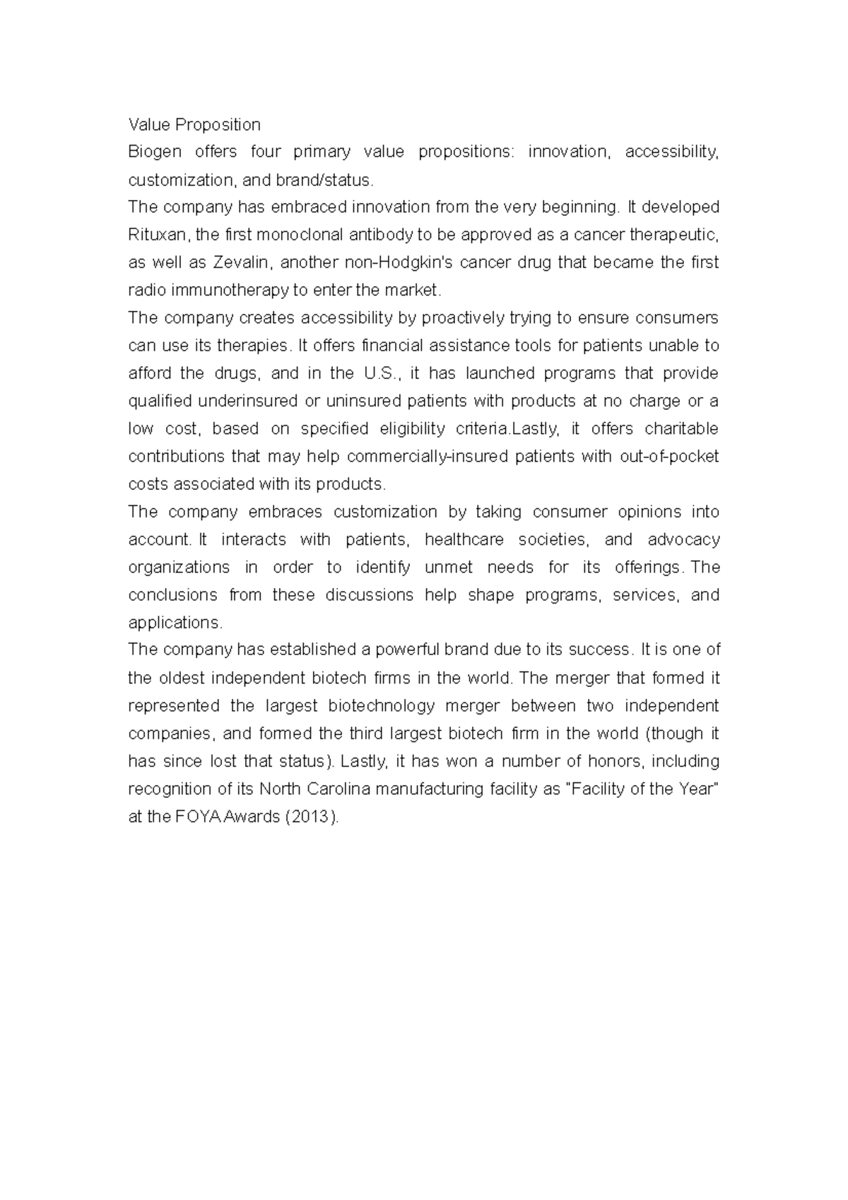 TP Strategic Lugod - Biogen sustainability - Value Proposition Biogen ...