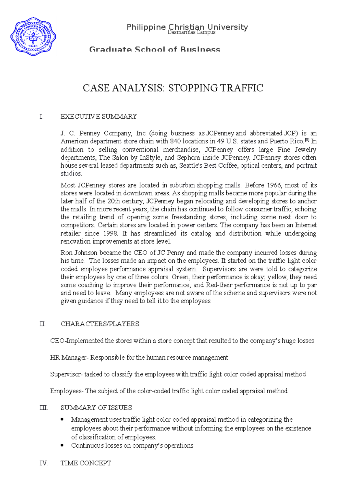 CASE AnalysisDraft sgdfgd CASE ANALYSIS STOPPING TRAFFIC I