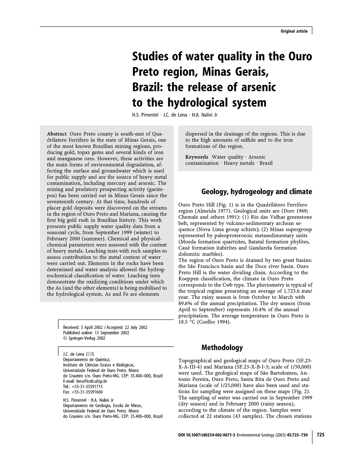 studies-of-water-quality-in-the-ouro-pre-studies-of-water-quality-in