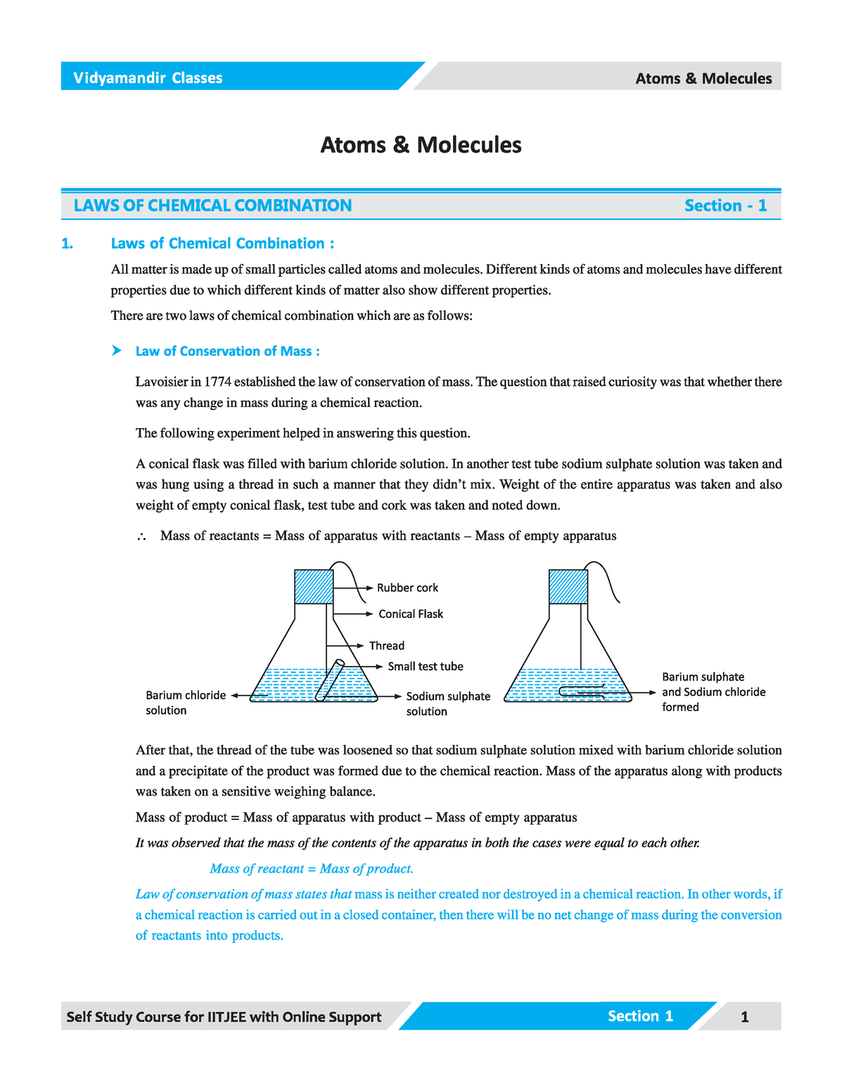 case study based questions on atoms and molecules