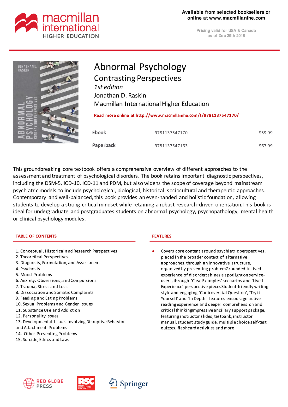 Abnormal Psychology Contrasting Perspect - Abnormal Psychology ...