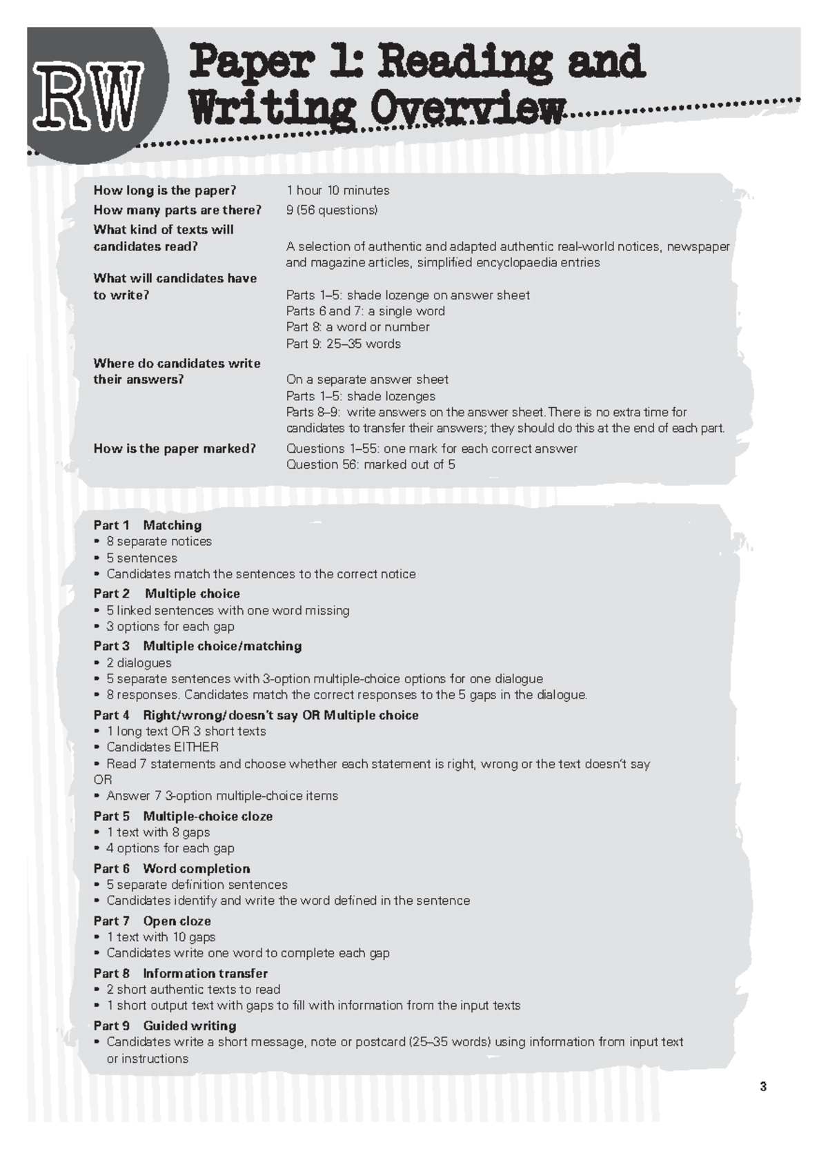 Activate KET for Schools Reading and Writing - RW How long is the paper ...