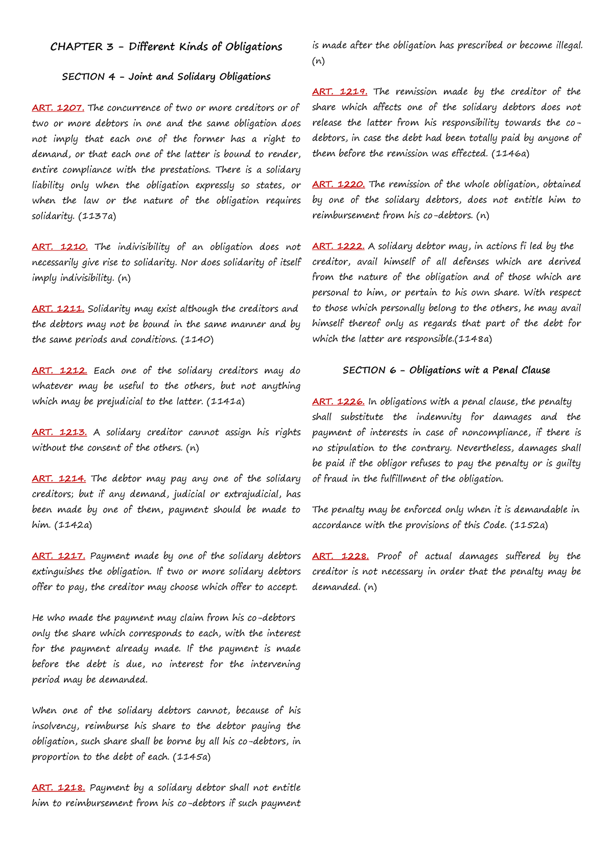 Oblicon Chapter 3 Memorize - CHAPTER 3 - Different Kinds Of Obligations ...