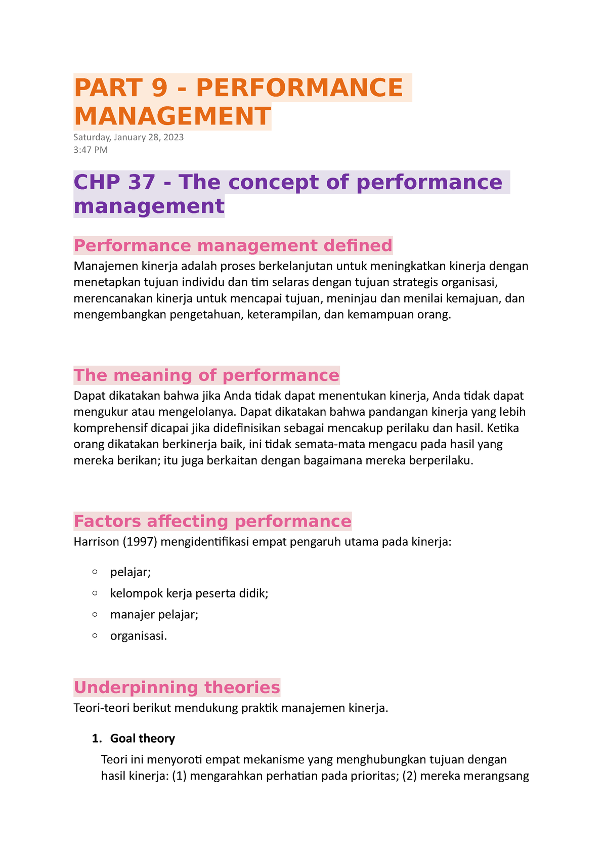 PART 9 - Performance Management - PART 9 - PERFORMANCE MANAGEMENT ...