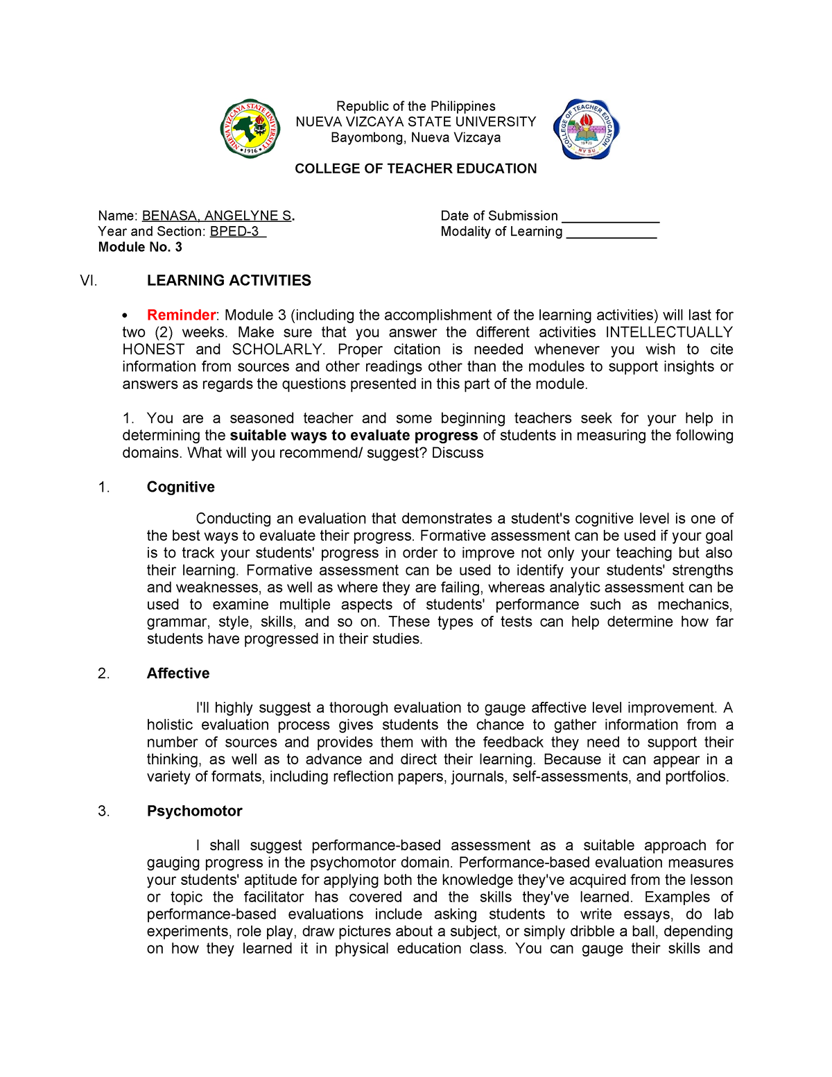 03 Module 3 Profed 8 - Republic of the Philippines NUEVA VIZCAYA STATE ...