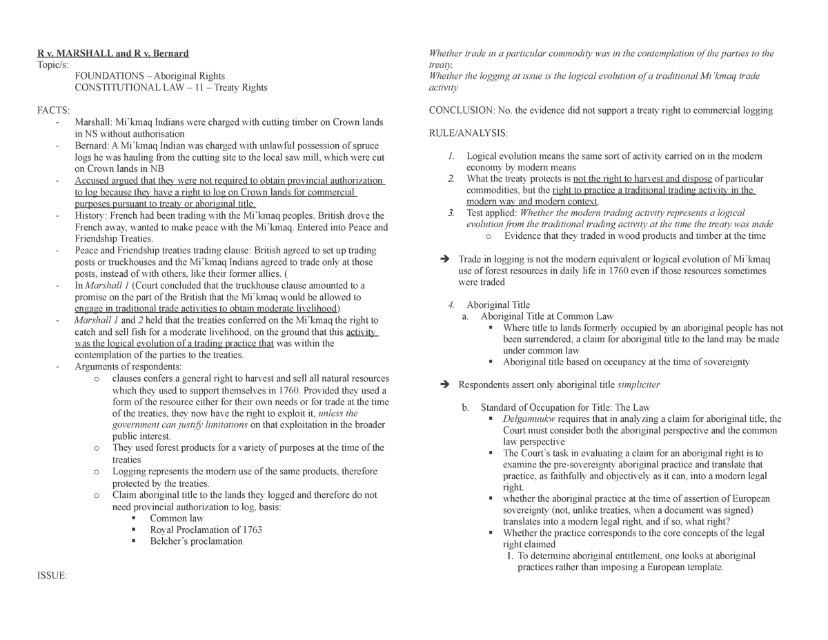 11 R v. Marshall R v. MARSHALL and R v. Bernard FOUNDATIONS