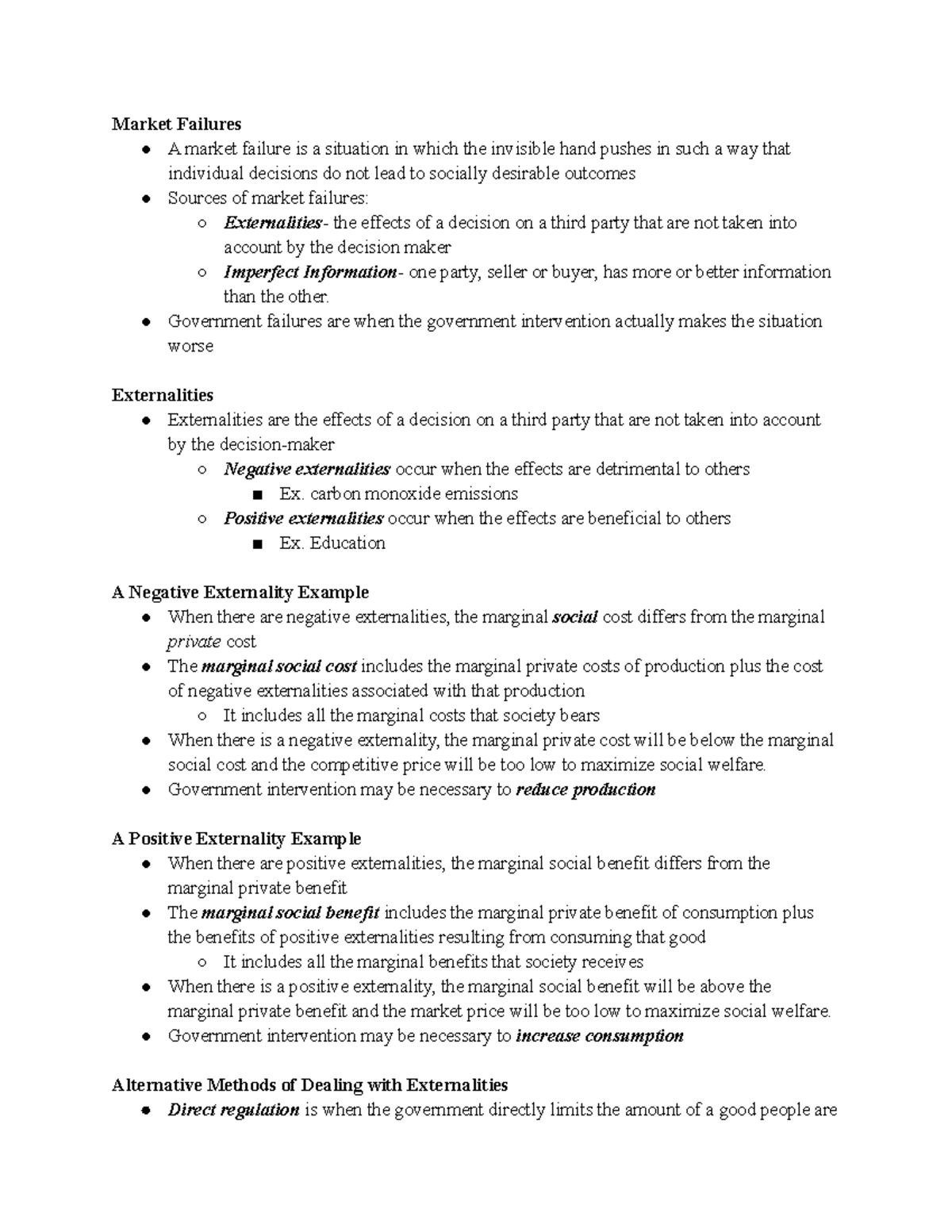 term paper about market failure