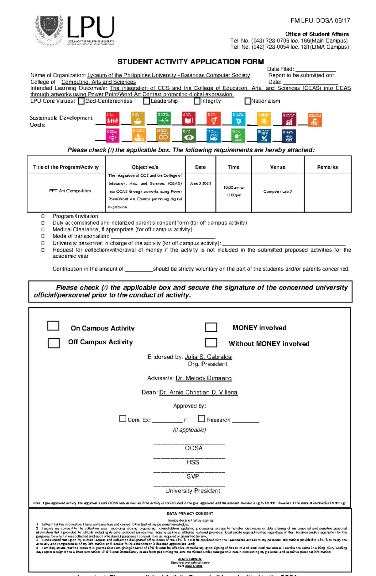 Inbound 8184953706253072580 - Office of Student Affairs Tel. No. (043 ...
