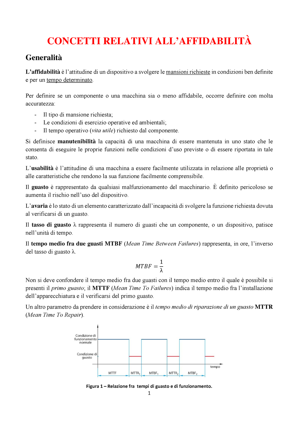 5A Affidabilità - MISURE PER IL CONTROLLO DI QUALITA' - 1 CONCETTI ...