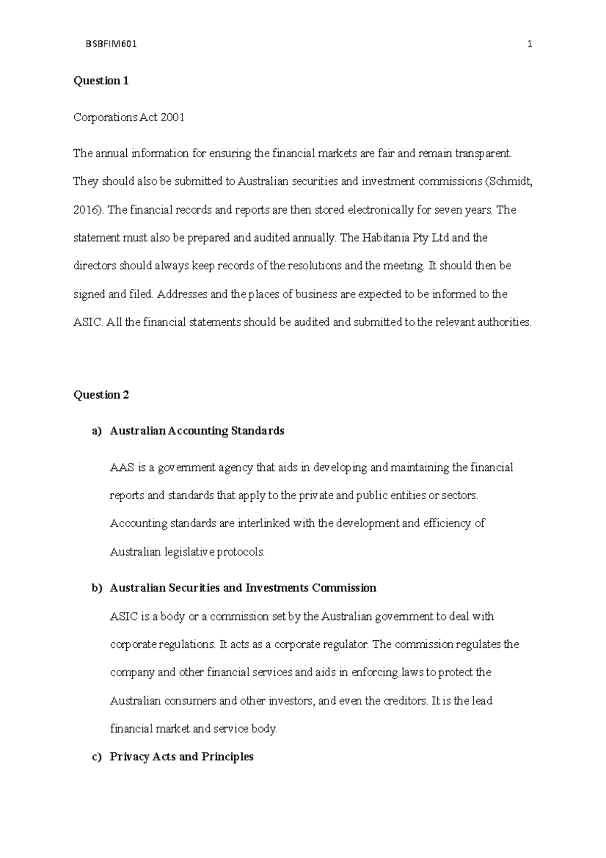 Bsbfim 601 finance and startegic manaements - Question 1 Corporations ...