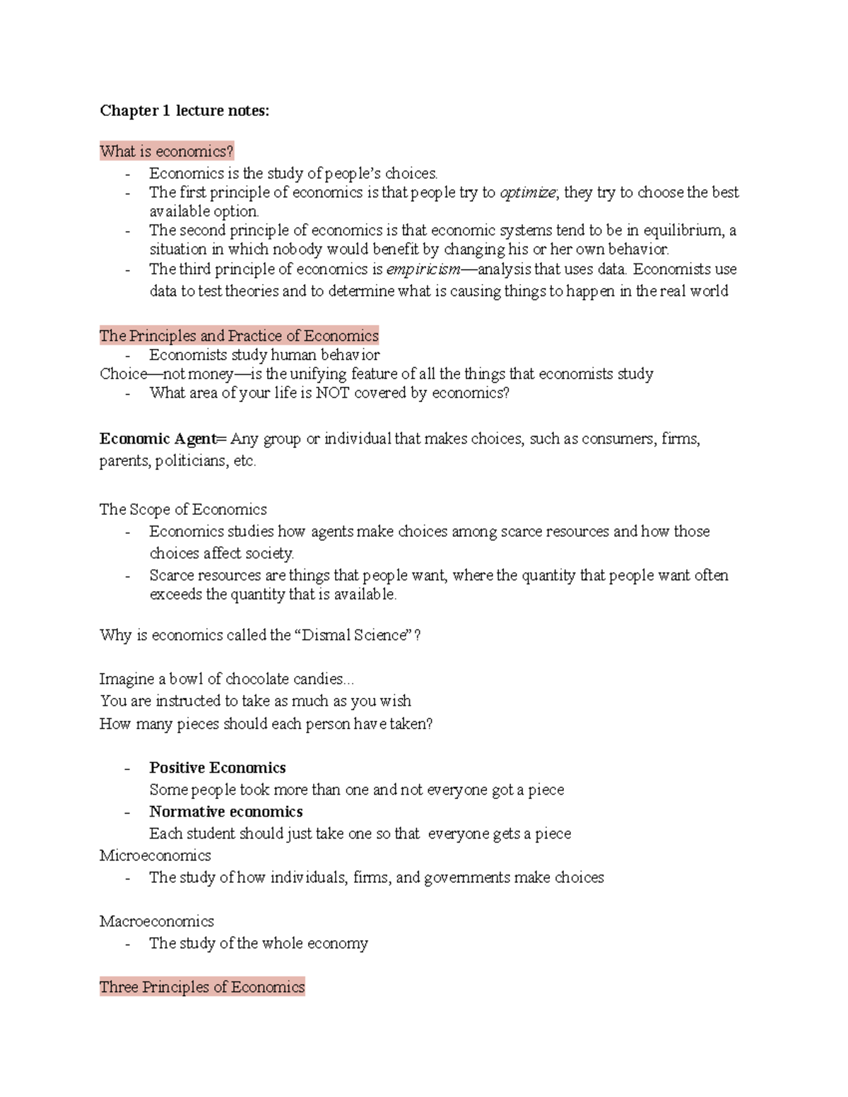 Chapter 1 Lecture Notes - Chapter 1 Lecture Notes: What Is Economics ...