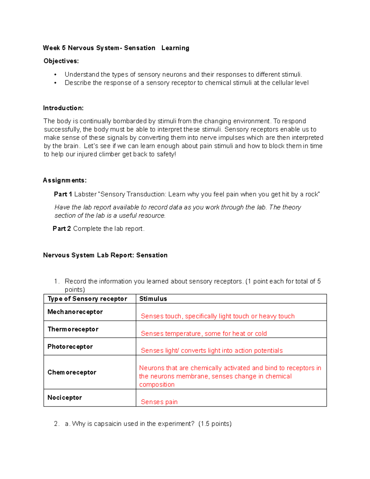 BIOS252 Week 5 LAB - Bios 242 Labs - Week 5 Nervous System- Sensation ...