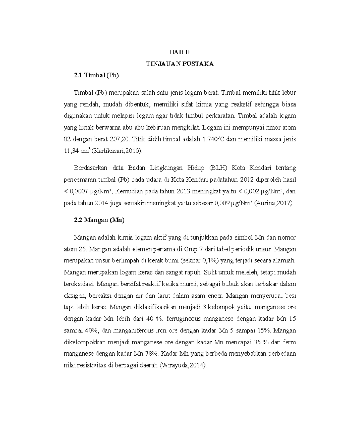 BAB II AAS Tugas BAB II TINJAUAN PUSTAKA 2 Timbal (Pb) Timbal (Pb