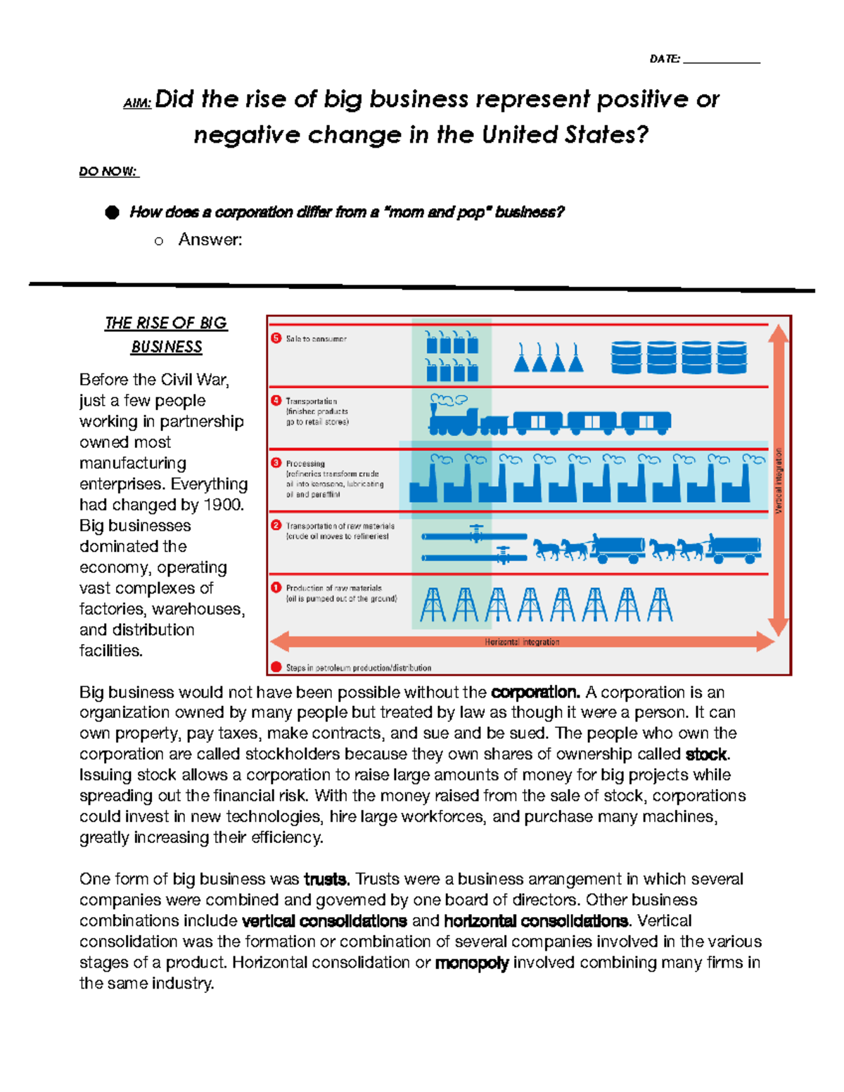 background essay the rise of big business answers