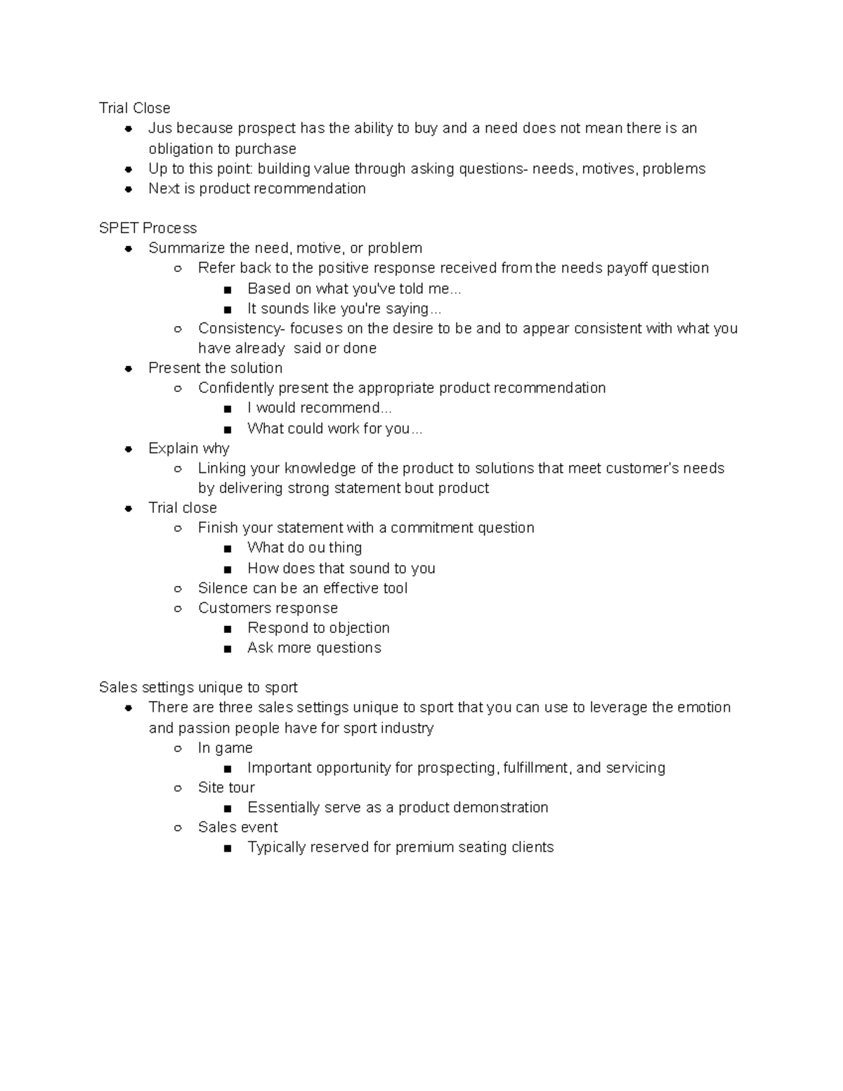 236 Chapter 8 - Congelio; SPT 236 - Trial Close Jus because prospect ...