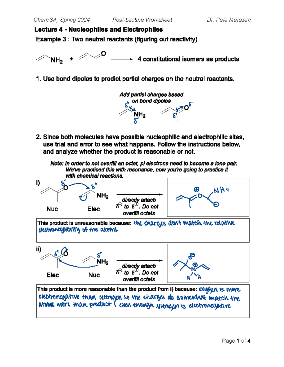 L4 PLWS - Chem 3A, Spring 2024 Post-Lecture Worksheet Dr. Pete Marsden ...