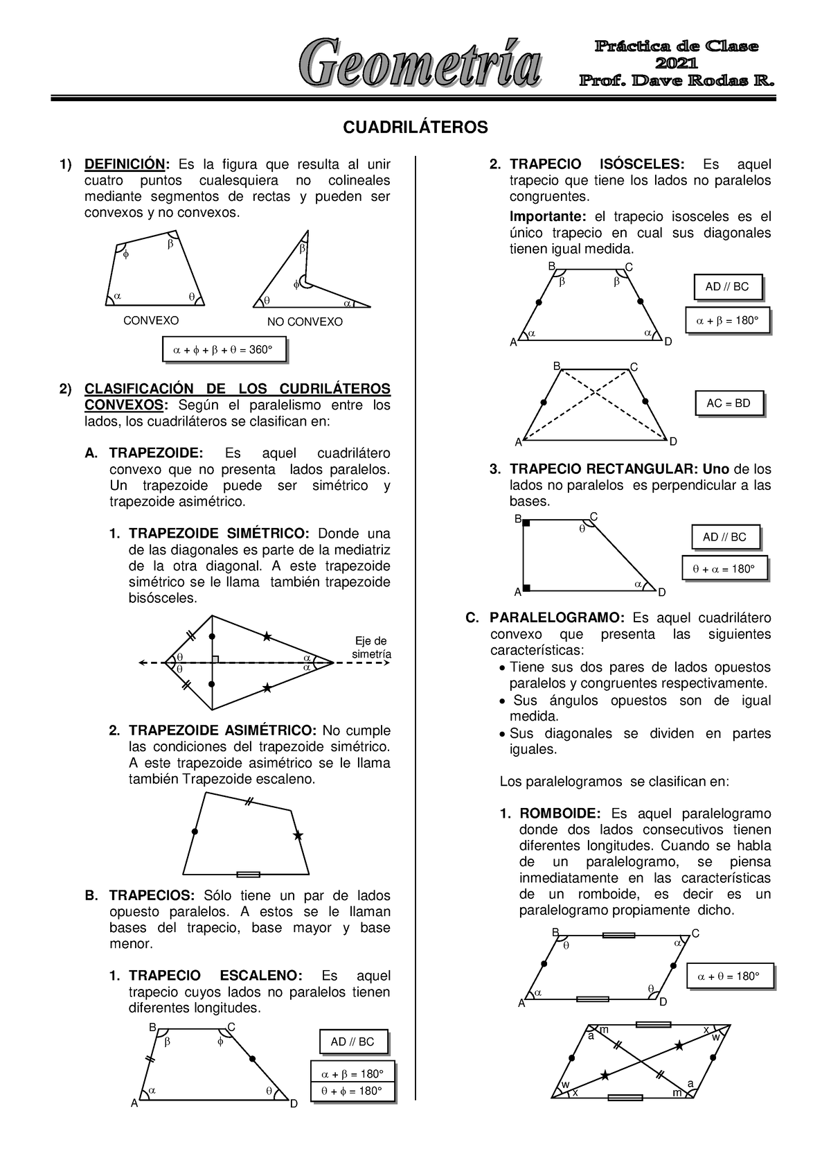 lados perpendiculares de un trapezoide