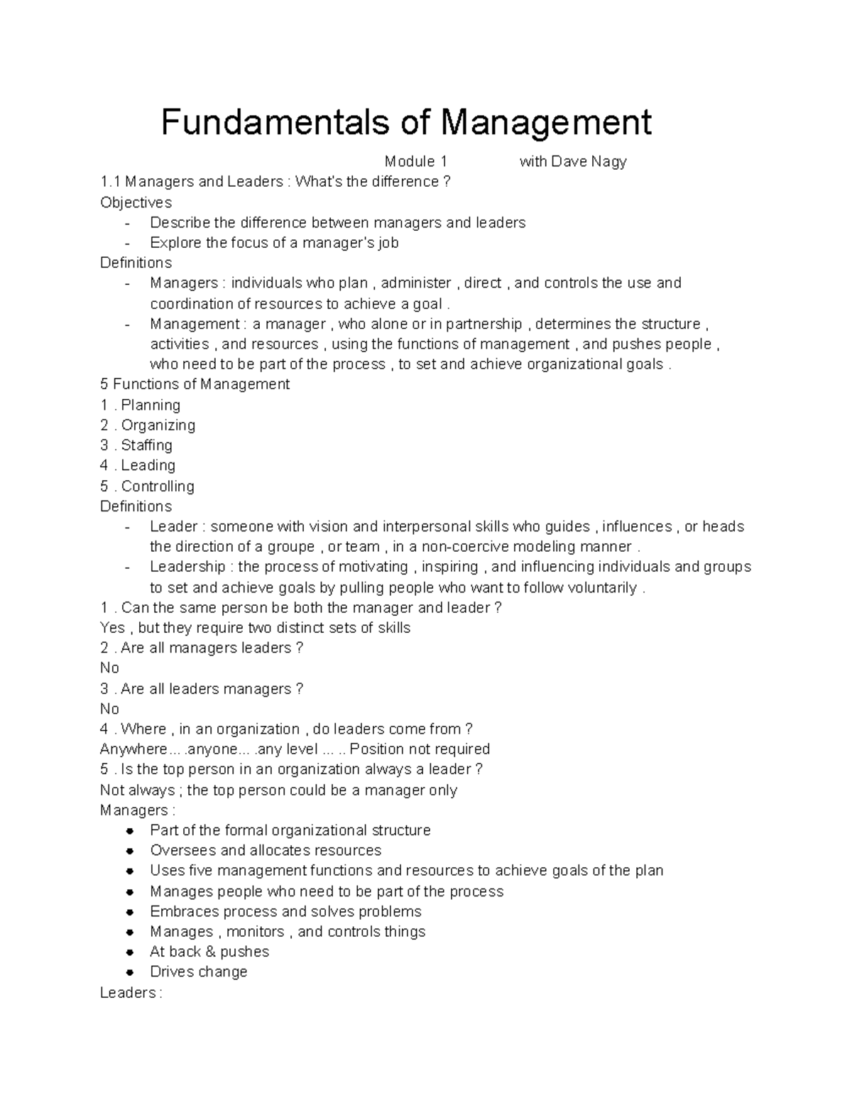Fundamentals of Management - Fundamentals of Management Module 1 with ...