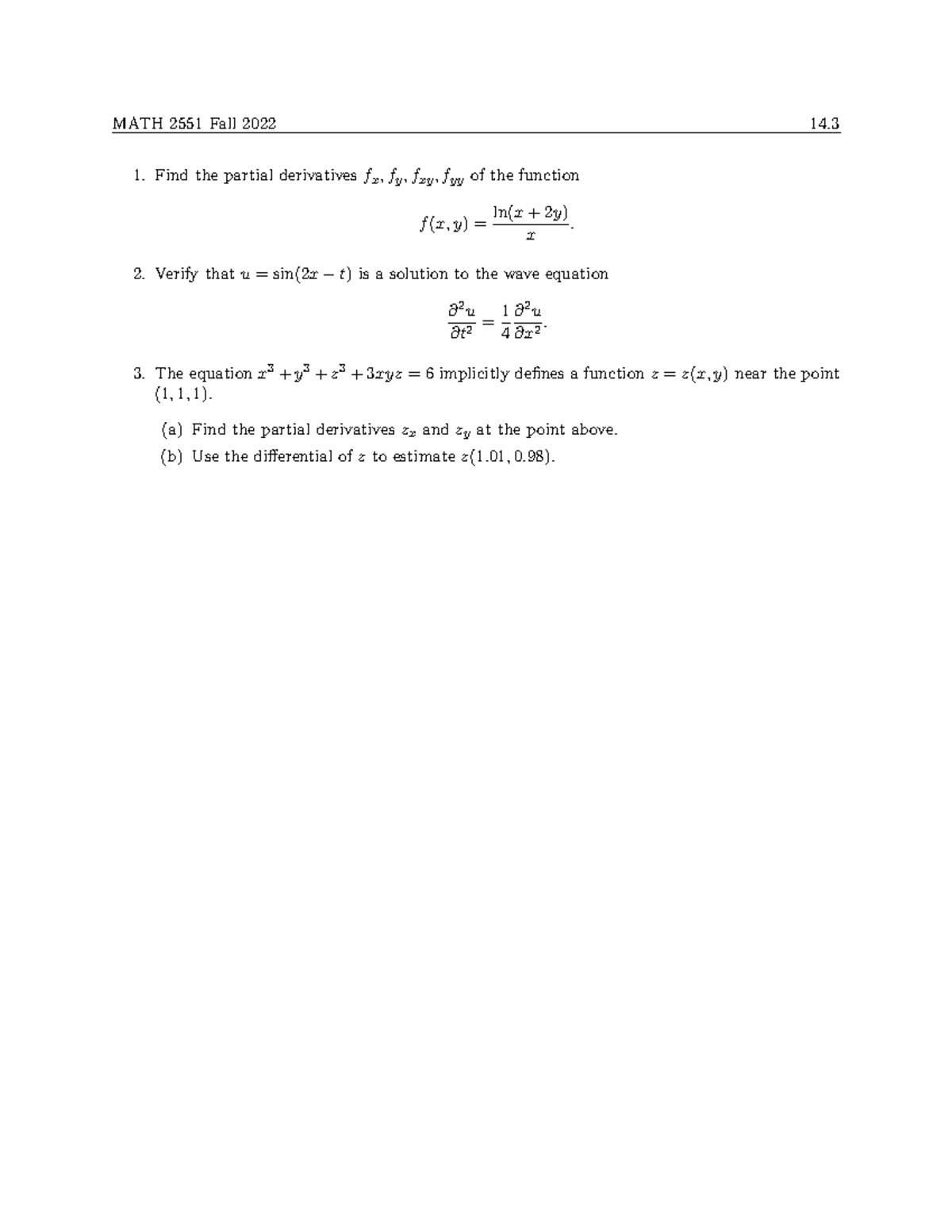 WS8 14 - Multivariable Calculus Is A Branch Of Calculus That Deals With ...