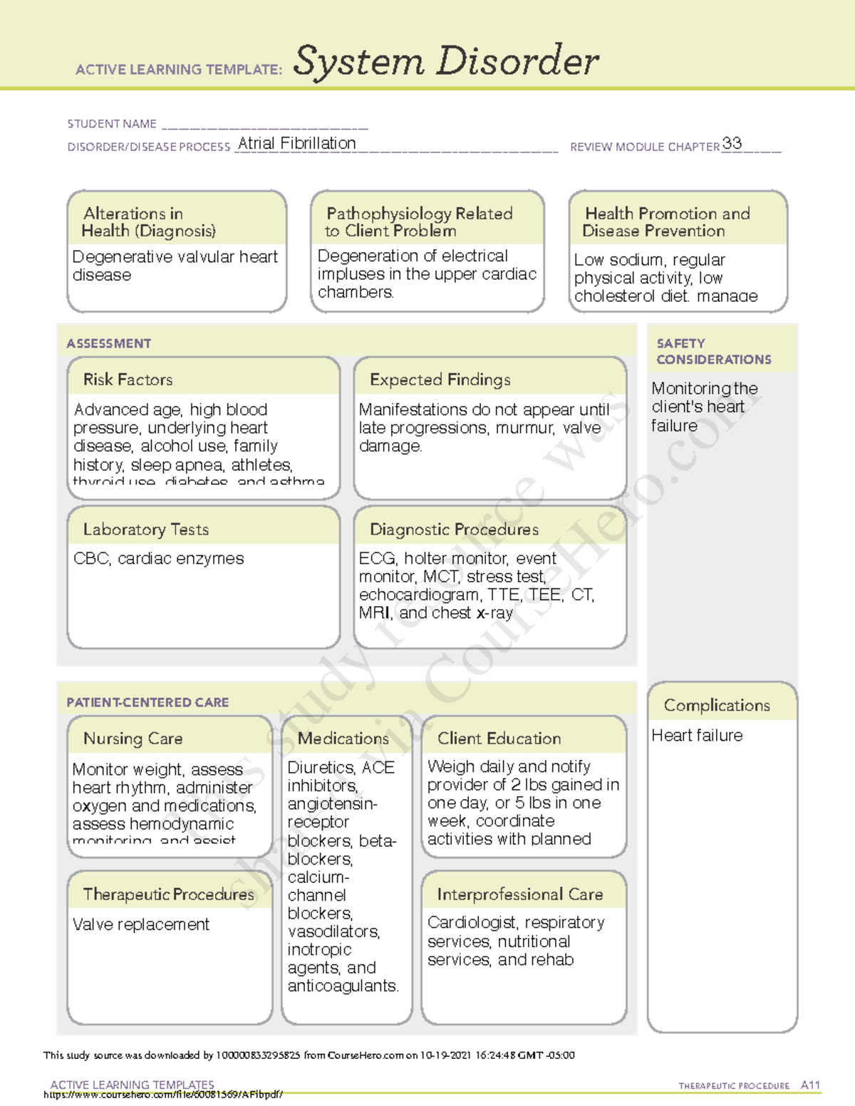 Active Learning Template System Disorder Diabetes System Disorder Template