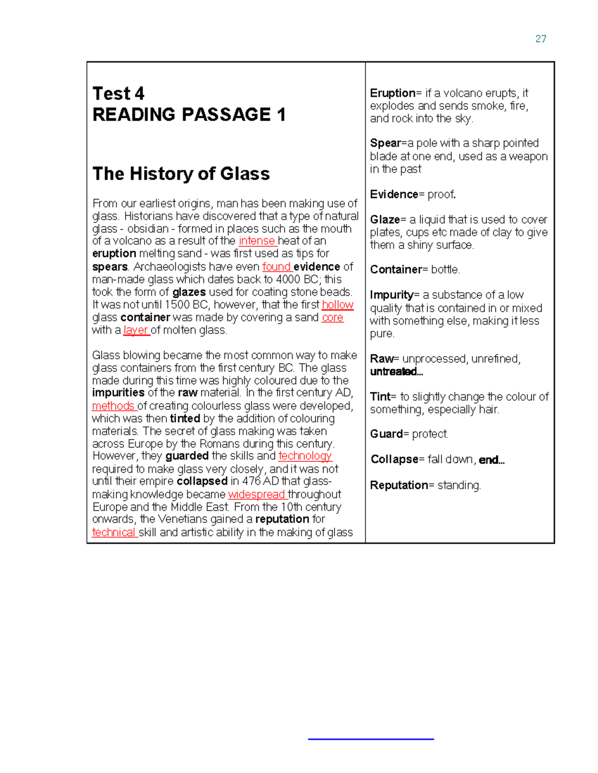 Cam12Test4 smile 3 Test 4 READING PASSAGE 1 The History of Glass