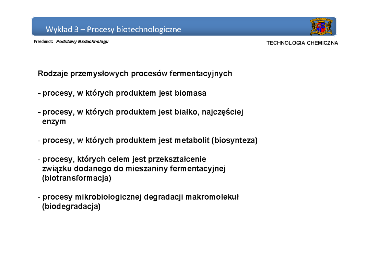 Wyklad 3-12011 4151820-phpapp 02 - Przedmiot: Podstawy Biotechnologii ...