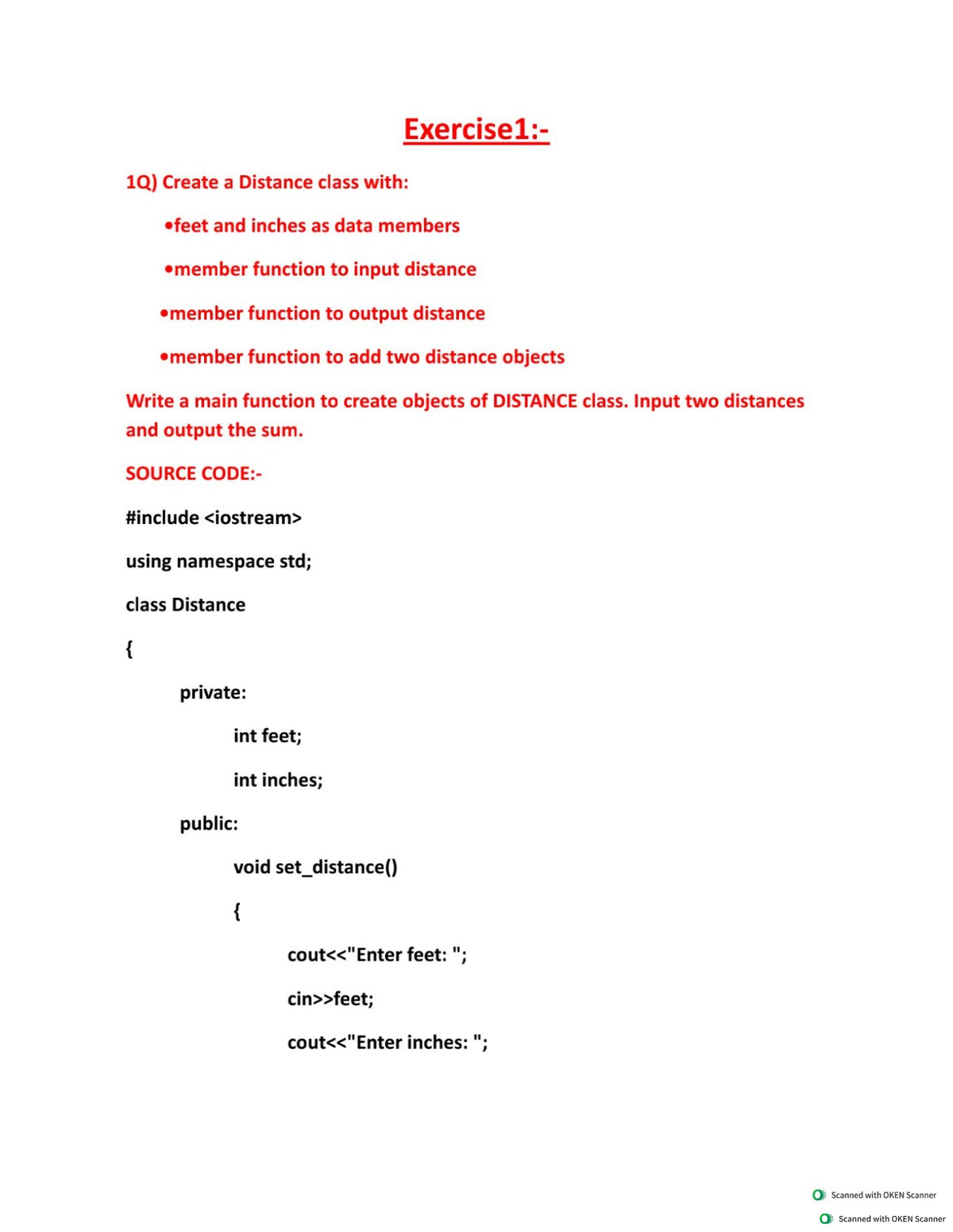 C++ lab programs PDF - reference only - 1Q) Create a Distance class ...