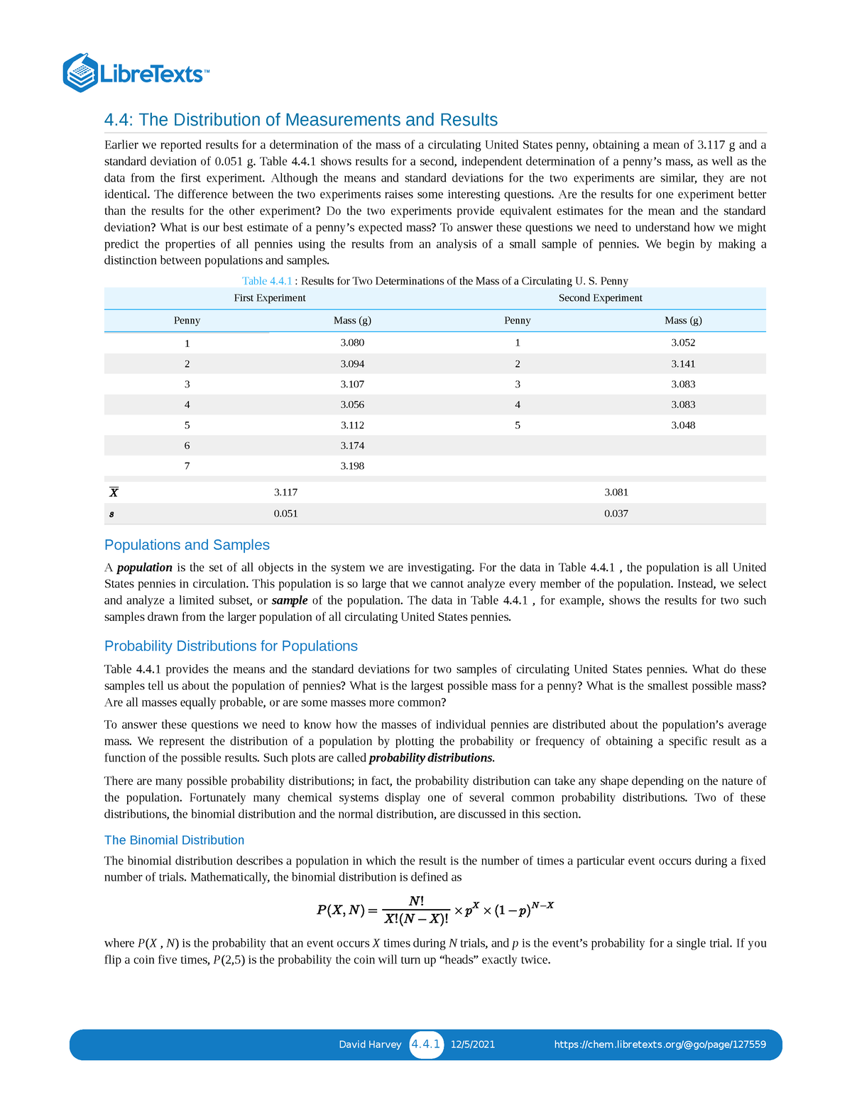 Ref4 - Lecture Notes For Analytical Chemistry - 4: The Distribution Of ...