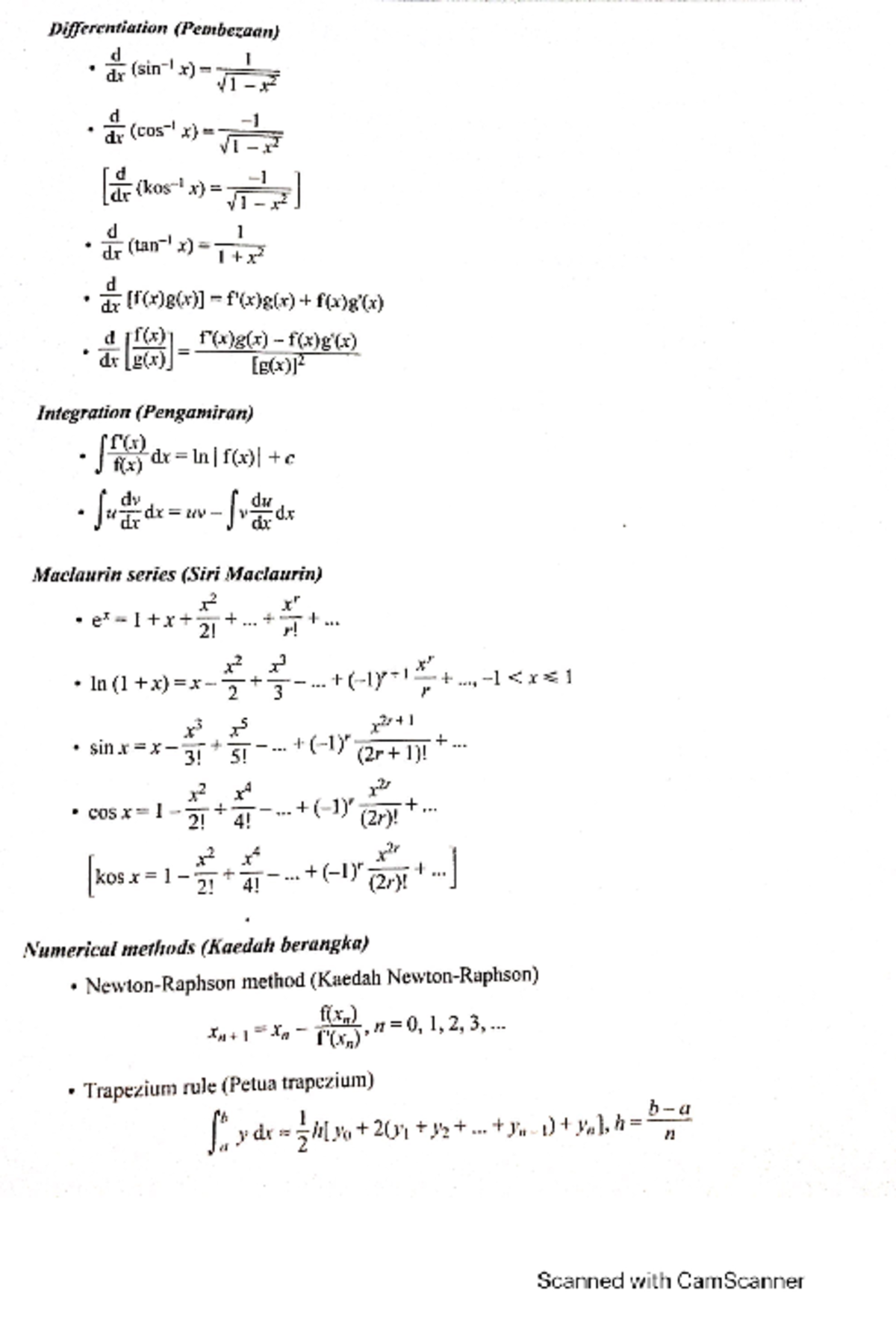 Formulae Maths T (Sem 2) - chemistry stpm sem 2 - Studocu