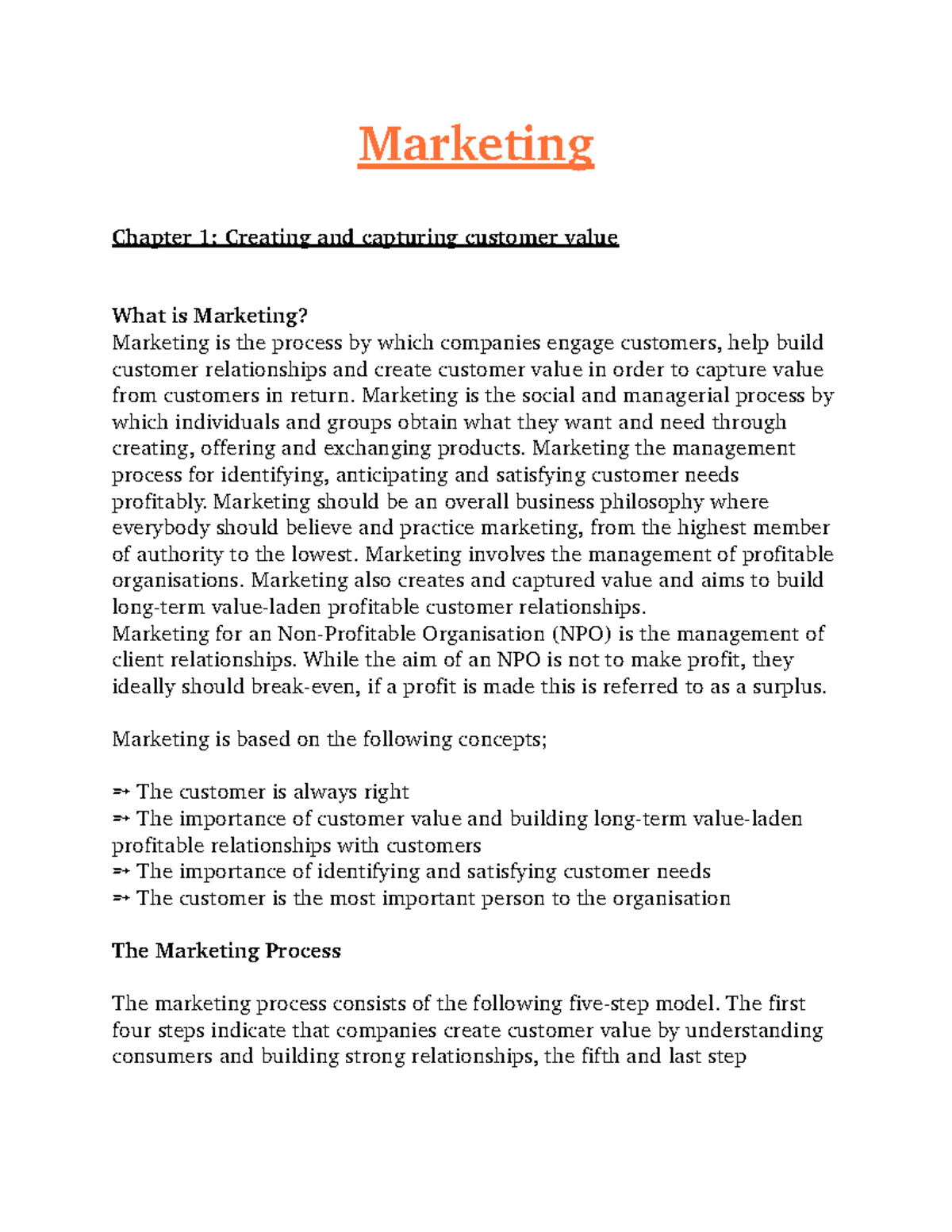 Marketing Chapter 1 - Marketing is the social and managerial process by ...