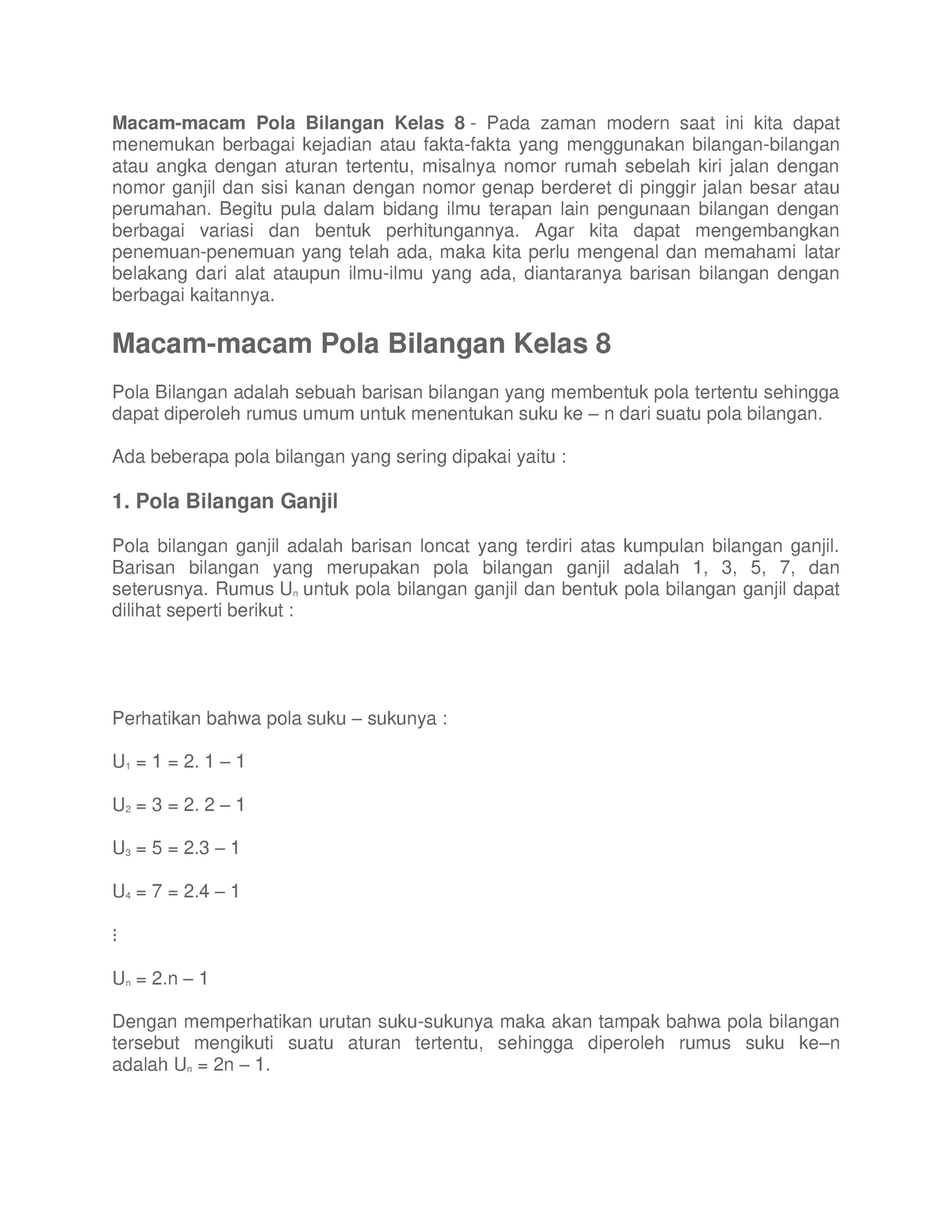 Macam-macam Pola Bilangan Kelas 8 - Begitu Pula Dalam Bidang Ilmu ...