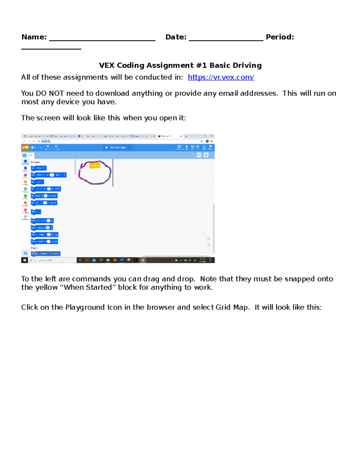 VEX Coding Assignment Using VRVex - Name ...